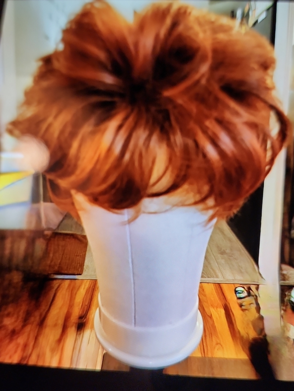 New Red Wig with Mannequin Head Stand